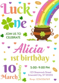 1st St. Patrick's Day Birthday Invitation A6 template