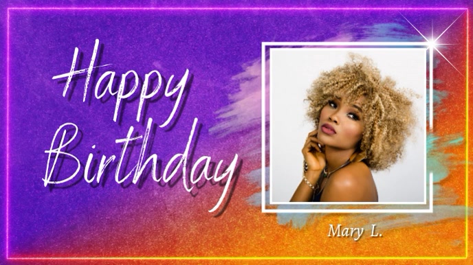 2 colors happy birthday Digital na Display (16:9) template