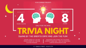 Pink Trivia Night Facebook Cover Video template