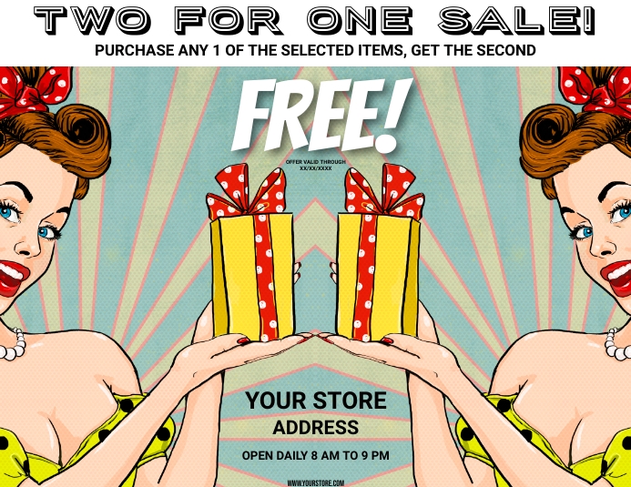 2 FOR 1 STORE SALE Template | PosterMyWall
