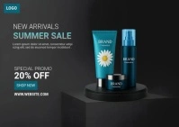 20% Off Brand Cosmetics, Summer Sale on New Arrivals! 🌸" Carte postale template