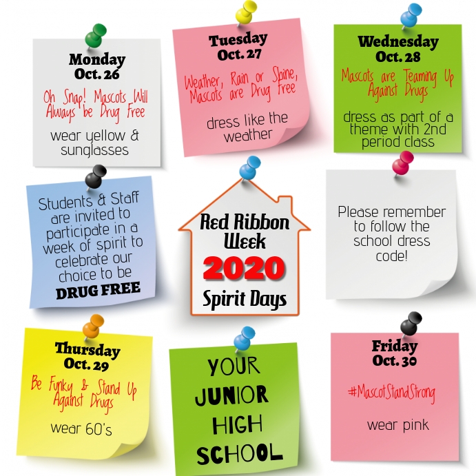 2020 Red Ribbon Week โพสต์บน Instagram template