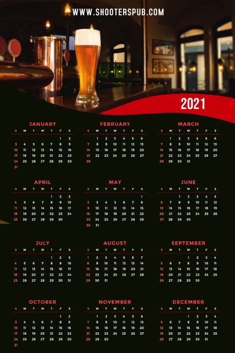 2021 Calendar Bar Restaurant Template Postermywall small business calendar 2021