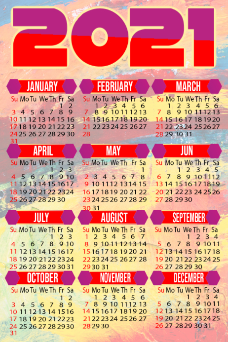 2021 Kalender Plakat Skabelon Skabelon Postermywall kalender plakat 2021