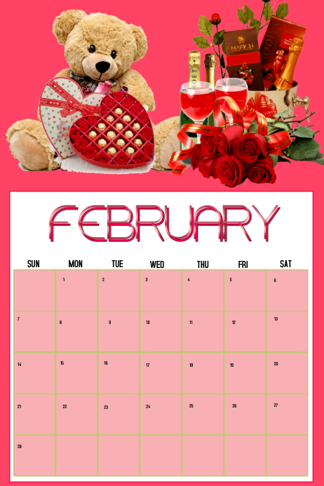 2021 FEBRUARY CALENDAR Póster template