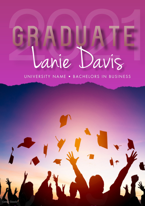 2021 Graduation Gradient Photo Announcement Template | PosterMyWall