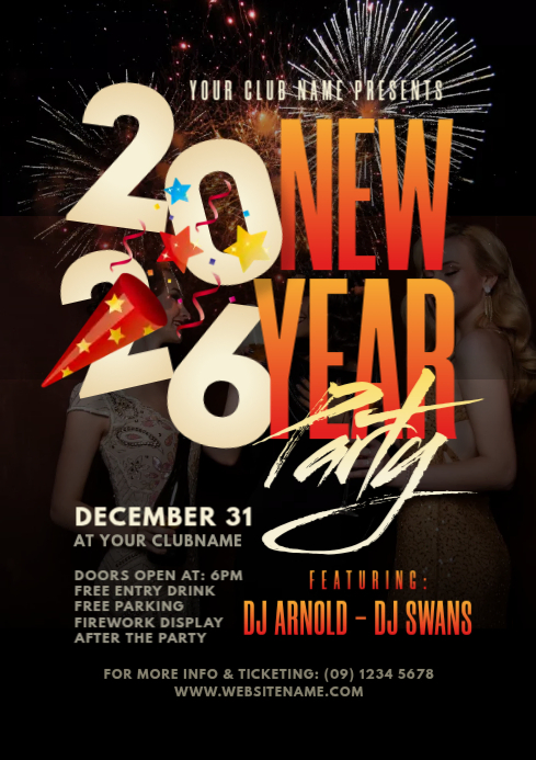 2023 New Year Party Flyer A4 template