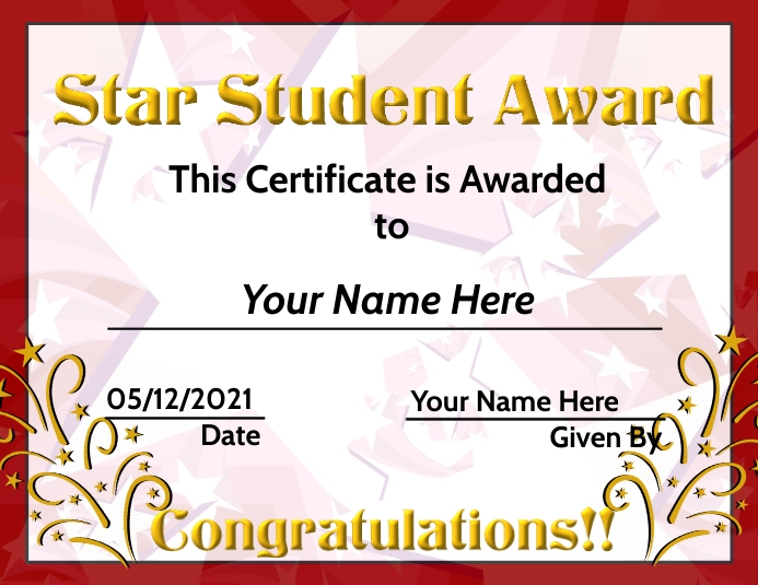 Star Student Award Printable