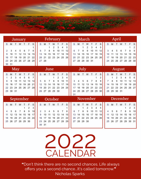2022 Calendar Template PosterMyWall