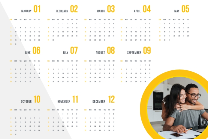 2022 Desk Calendar Print Ready Template Póster