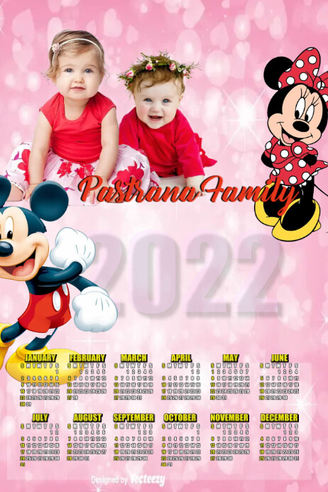 2022 Disney Mickey Mouse Calendar Template โปสเตอร์