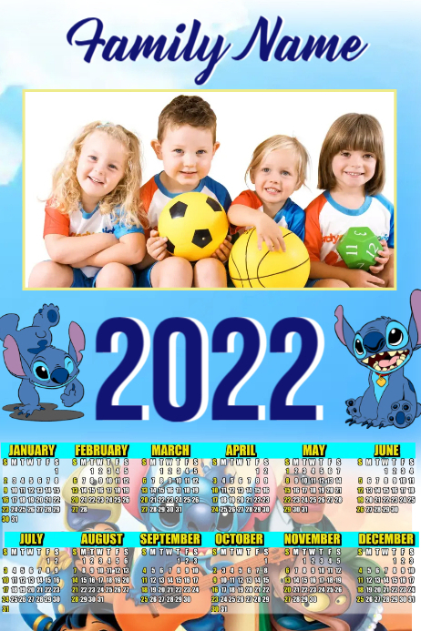 2022 Lilo and stitch Calendar Template | PosterMyWall 2022-lilo-and-stitch-calendar-template-postermywall
