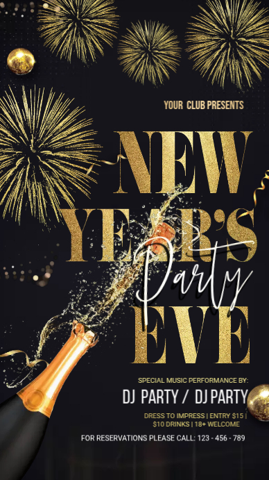 2022 New Year Party 数字显示屏 (9:16) template