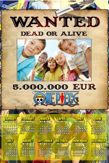 22 One Piece Calendar Template Postermywall 22 One Piece Calendar Template Postermywall