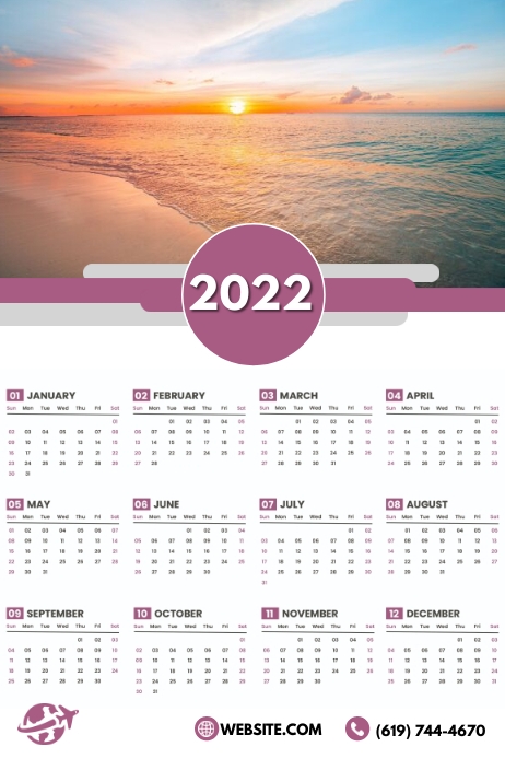 2022 Wall Calendar Design Template Poster