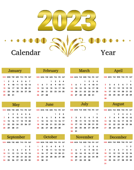 2023 Calendar Template Poster/Wallboard