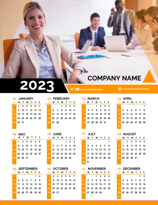 2023 CALENDAR TEMPLATE FOR COMPANY Løbeseddel (US Letter)