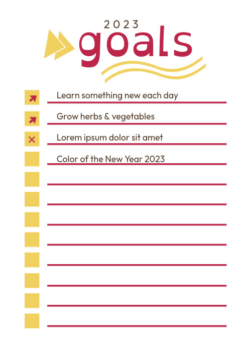 2023 Goals List Template A6