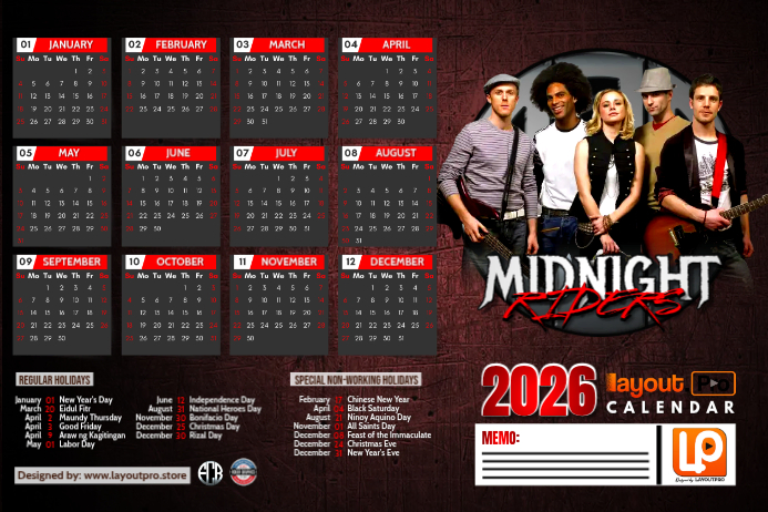 Black Band Calendar Posters Template | PosterMyWall