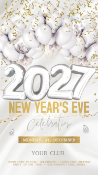 White New Year's Eve Celebration Digitalt display Template