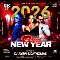 2023 new year party flyer Instagram Post template