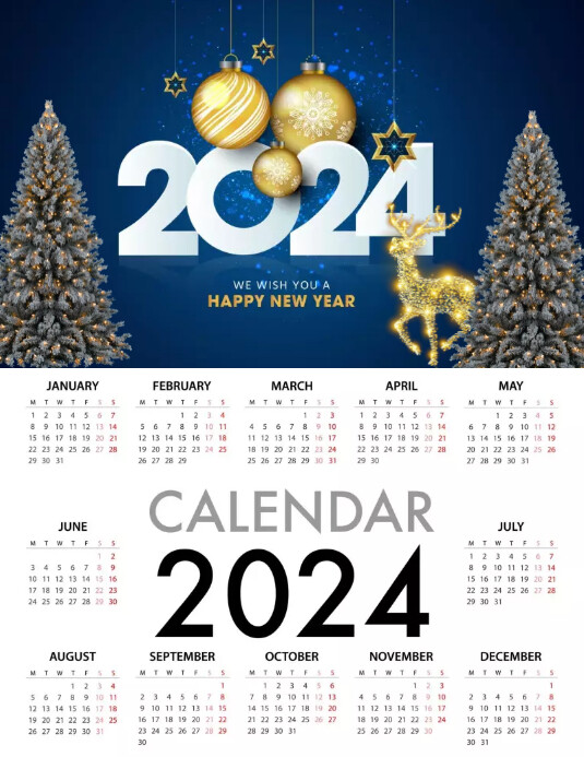 2024 calendar calendar for 2024 new year cale Iflaya (Incwadi ye-US) template