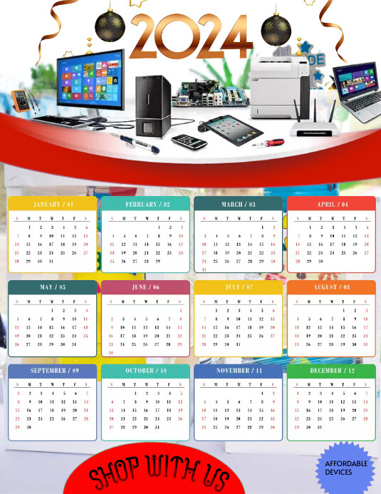 2024 CALENDAR TEMPLATE | PosterMyWall