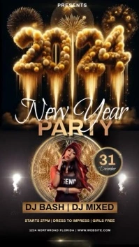 2024 new year club party design template Instagram Story