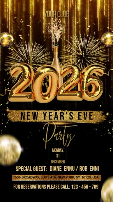 2026 New Year 数字显示屏 (9:16) template