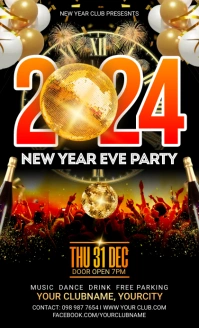 2024 new year eve party flyer Oficio US template