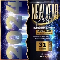 2024 new year party design template Message Instagram