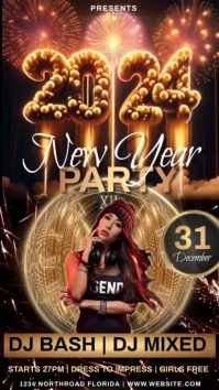 2024 new year party design template Instagram Story