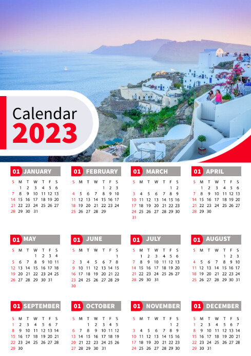 2024 printable calendar design A2 template