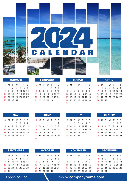 2024 printable calendar design A2 template