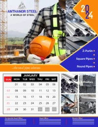 2024 Wall Calendar Flyer (US Letter) template