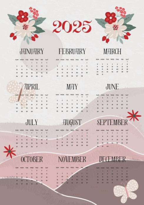 2025 calendar design A4 template