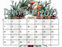 2025 December Winter Christmas AI Goose Calendar Flyer (us Letter) template