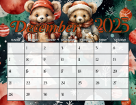 2025 December Winter Christmas Calendar Flyer (us Letter) template
