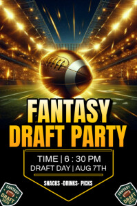 Black Fantasy Draft Party Plakat Template