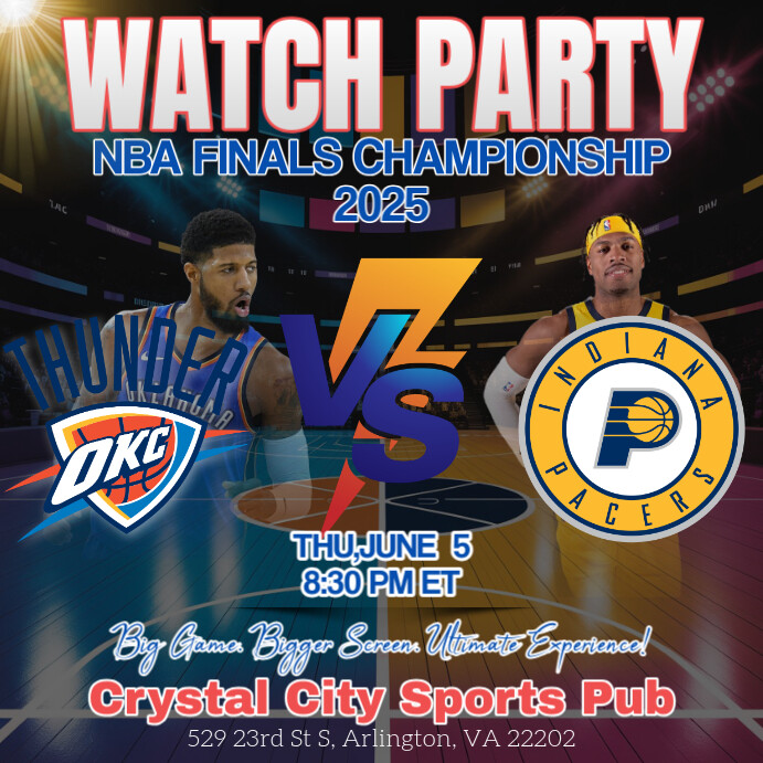 2025 NBA Finals: OKC Thunder vs Indiana Pacers Watch Party Instagram Post Template