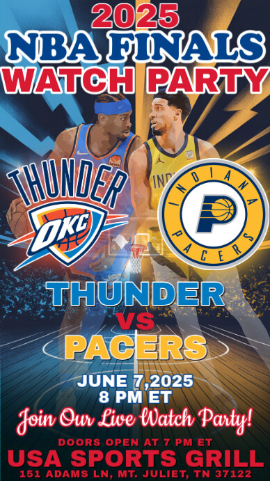 2025 NBA Finals: Oklahoma City Thunder vs Indiana Pacers Watch Party ...