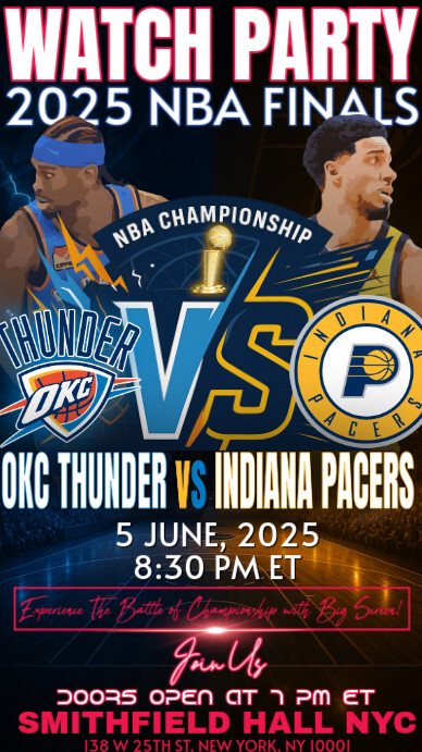 2025 NBA Finals: OKC Thunder vs Indiana Pacers Watch Party Instagram Story Template