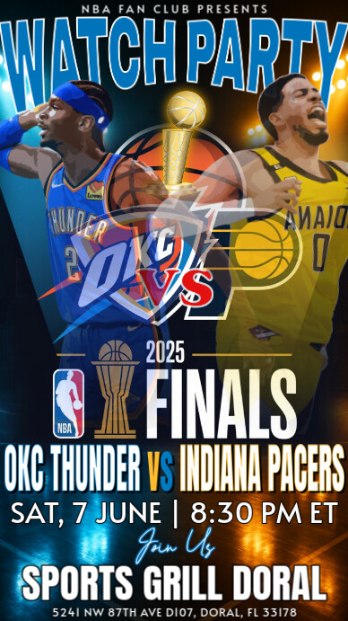 2025 NBA Finals: OKC Thunder vs Indiana Pacers Watch Party Instagram Post Template