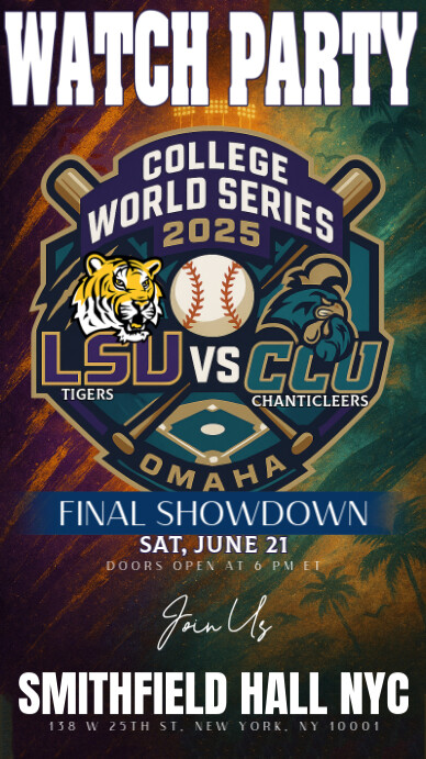2025 NCAA MCWS Championship: LSU vs CCU Baseball Watch Party Instagram Post Template