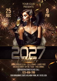 Black New Year's Eve Club Party A2 Template