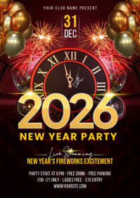 2026 New Year Party Flyer Template A5