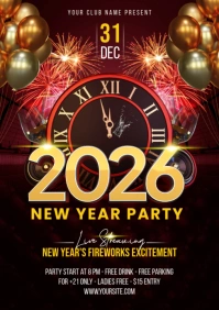 2026 New Year Party Flyer Template A5