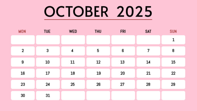 2025 October Calendar Digitale Vertoning (16:9) template