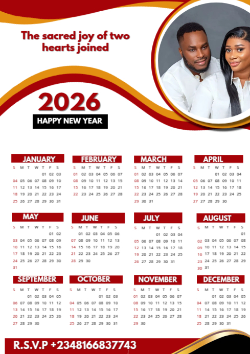 White New Year Calendar A4 Template | PosterMyWall