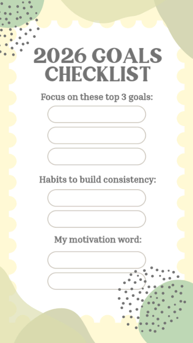 2026 Goals Checklist Layout Template | PosterMyWall